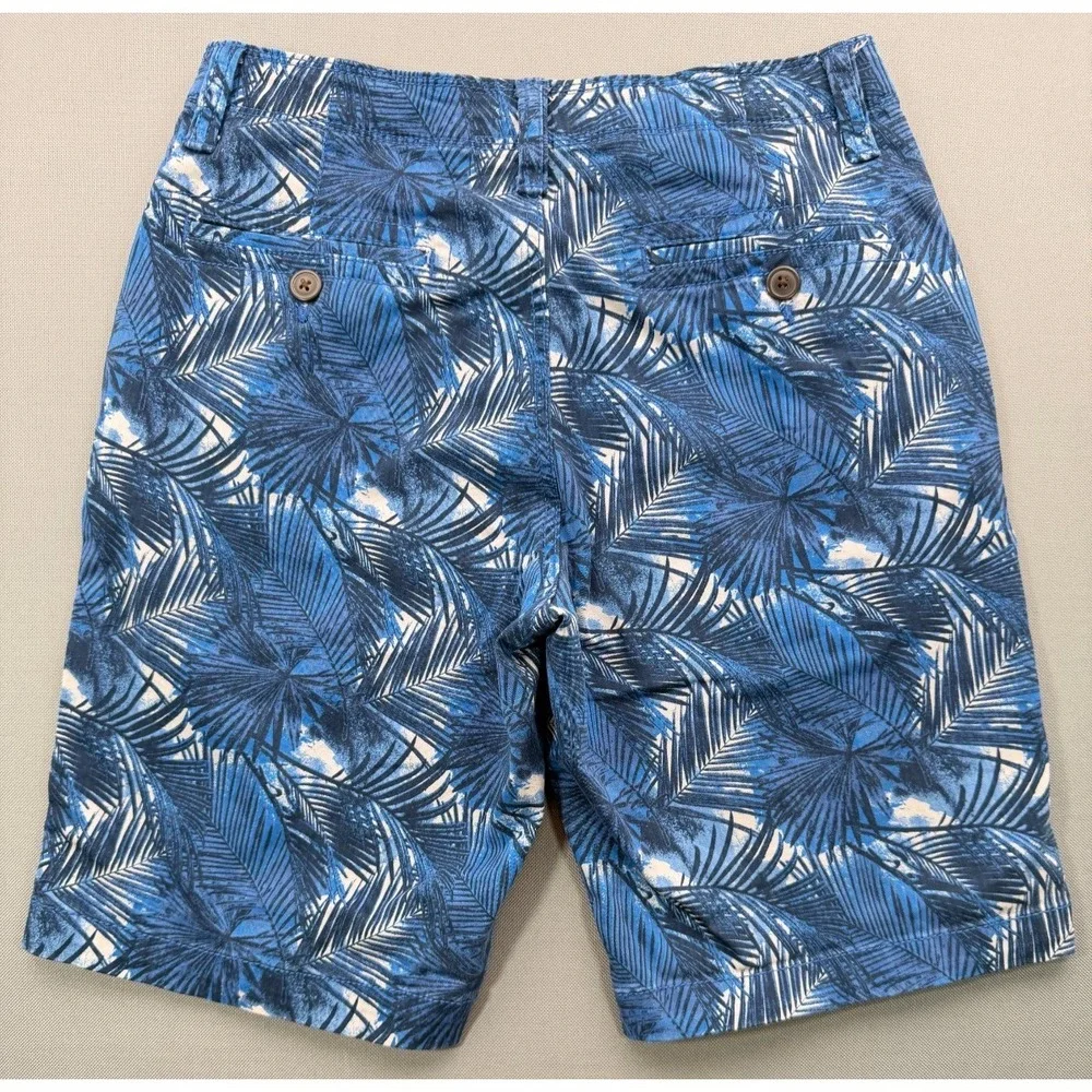 Arizona Jean Co Palm Leaf Tropical Shorts Blue Stretch Chino | Men's 29